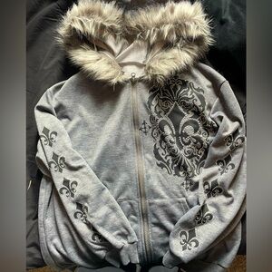Small, Grey, Zip up hoodie